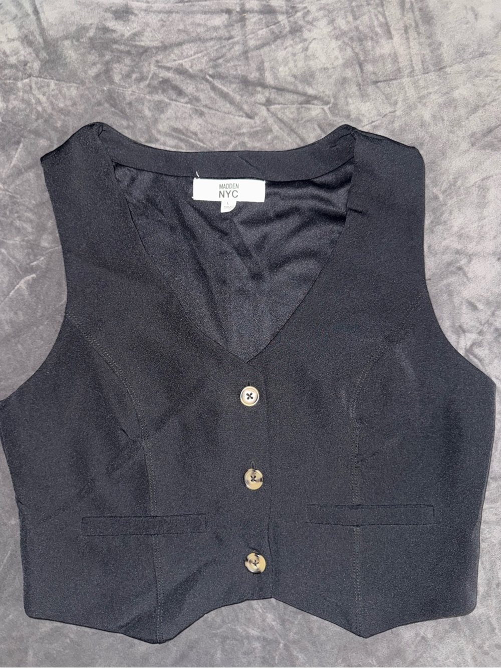 Madden NYC Black V-Neck Button Front Dress Vest